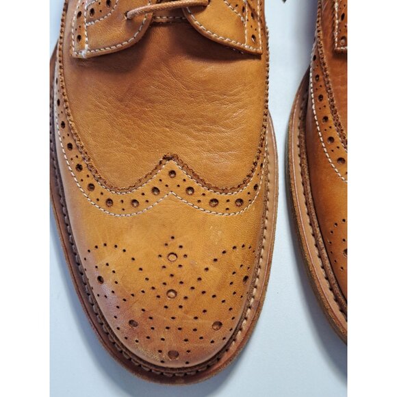 Paul Smith Italian Leather Brogue Wingtip Shoes Tan Size US 7 UK 6.5 Luxury - Picture 3 of 12